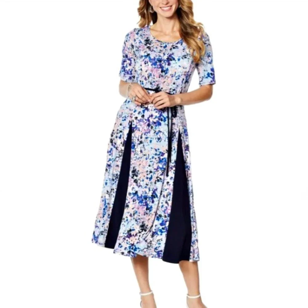 NWT Nina Leonard Miracle Matte Jersey Midi Dress Size XS‎ Wrinkle Resistant